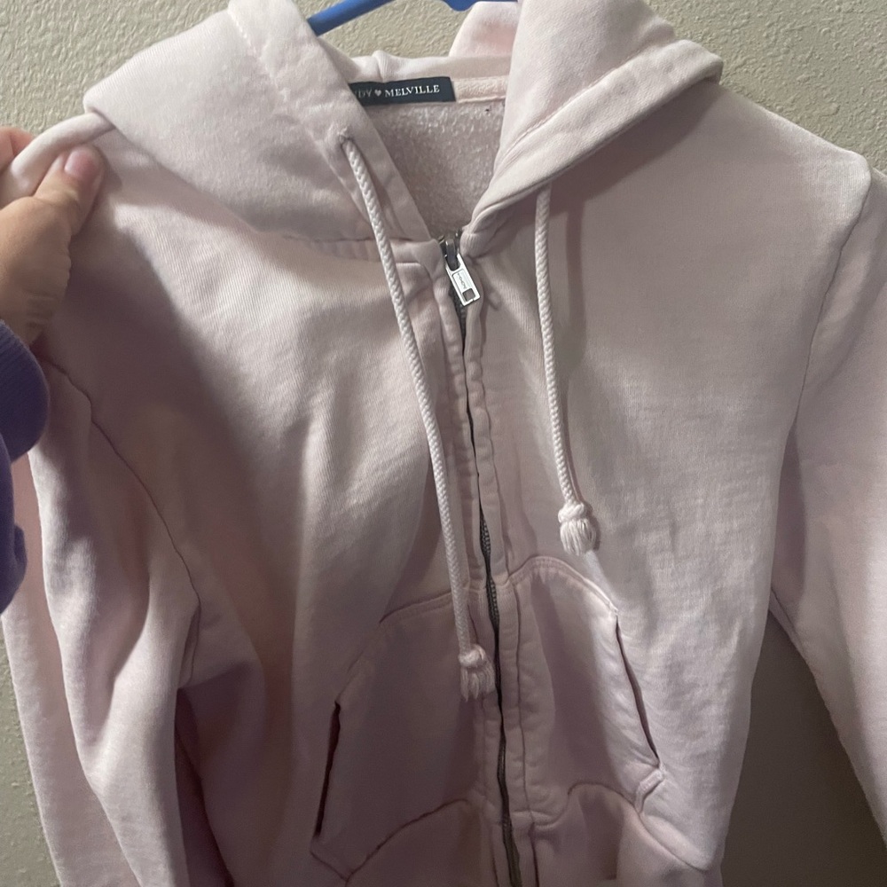 Brandy Melville Light Pink Zip-Up Hoodie
